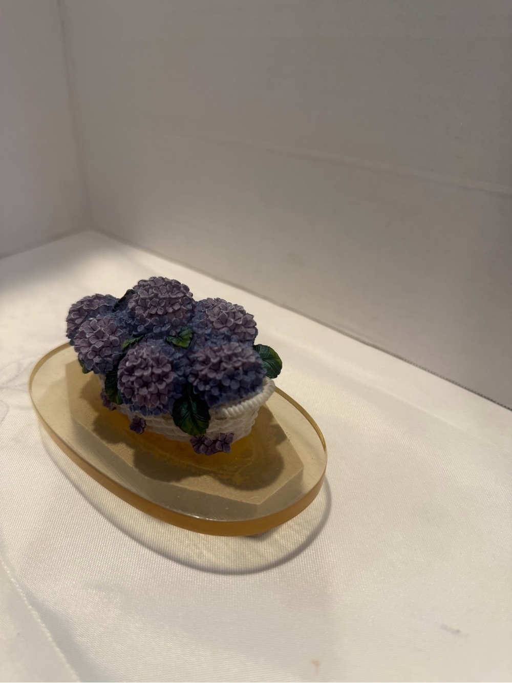 Lavender Hydrangea Floral Accent Vase with Gold Tray - Picture 2 of 5